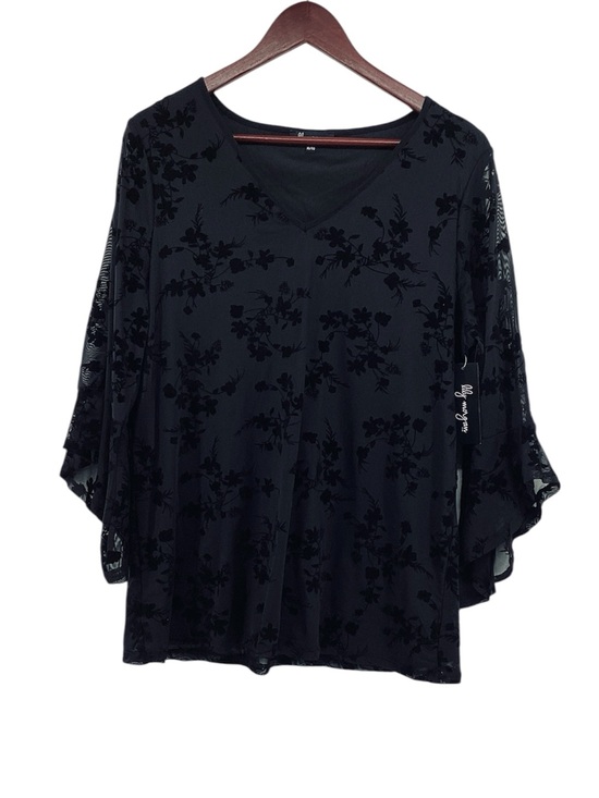 Lily Morgan Tops - 🐵 Lily Morgan Black Floral Velvet V-Neck Tunic, Size XL